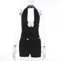 Damen stylischer Halter-Badeanzug mit raffiniertem V-Ausschnitt R&B