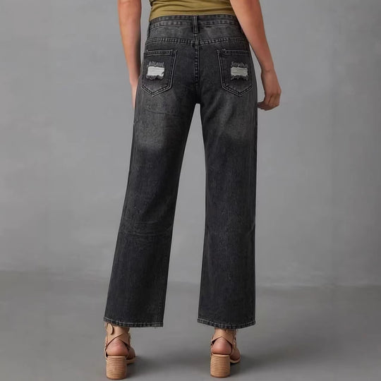 Damen distressed Mom Jeans mit trendy Cut-Out-Details R&B
