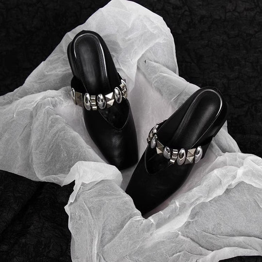 Damen elegante Mules mit modischen Metallakzenten R&B