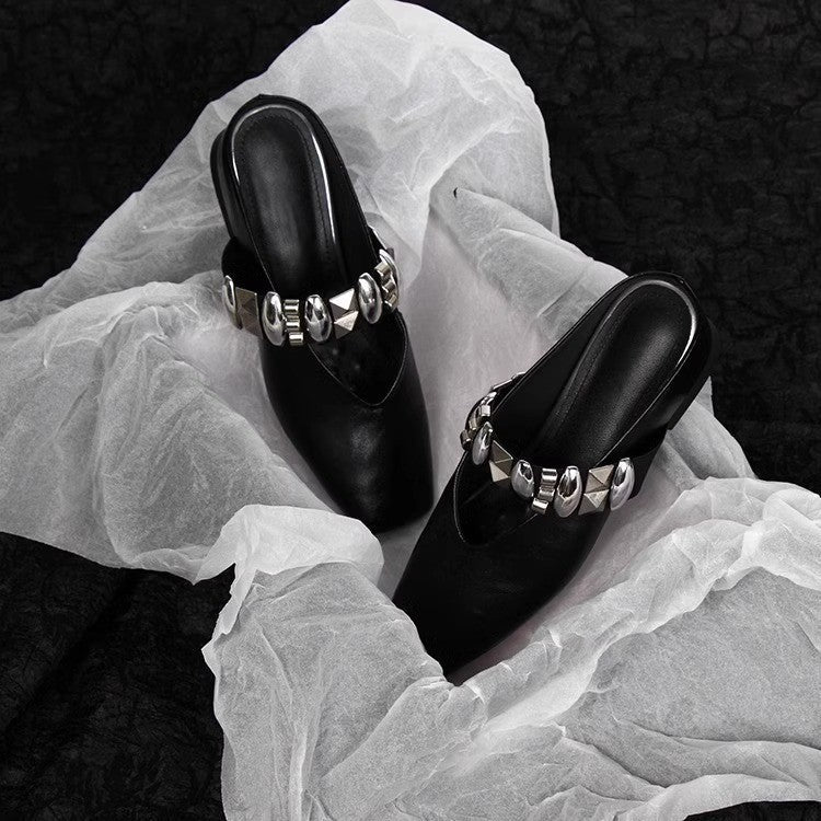 Damen elegante Mules mit modischen Metallakzenten R&B
