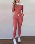 Damen sportliches Freizeit-Set mit langärmligem Oberteil und Jogginghose R&B