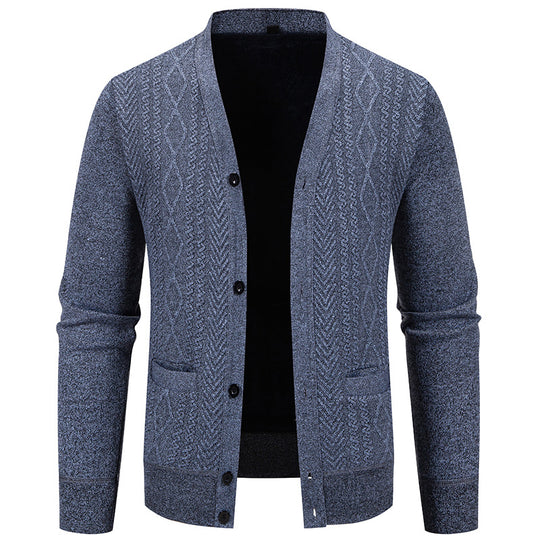 Herren Strickjacke mit strukturiertem Design und Knopfverschluss R&B