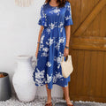 Damen Midikleid mit floralem Muster und elastischem Taillenzug R&B