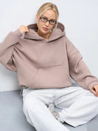 Damen lässiger Oversize-Hoodie mit Kängurutasche und weichem Innenfutter