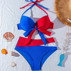 Damen hochtaillierter Bikini mit verspieltem Knoten-Design