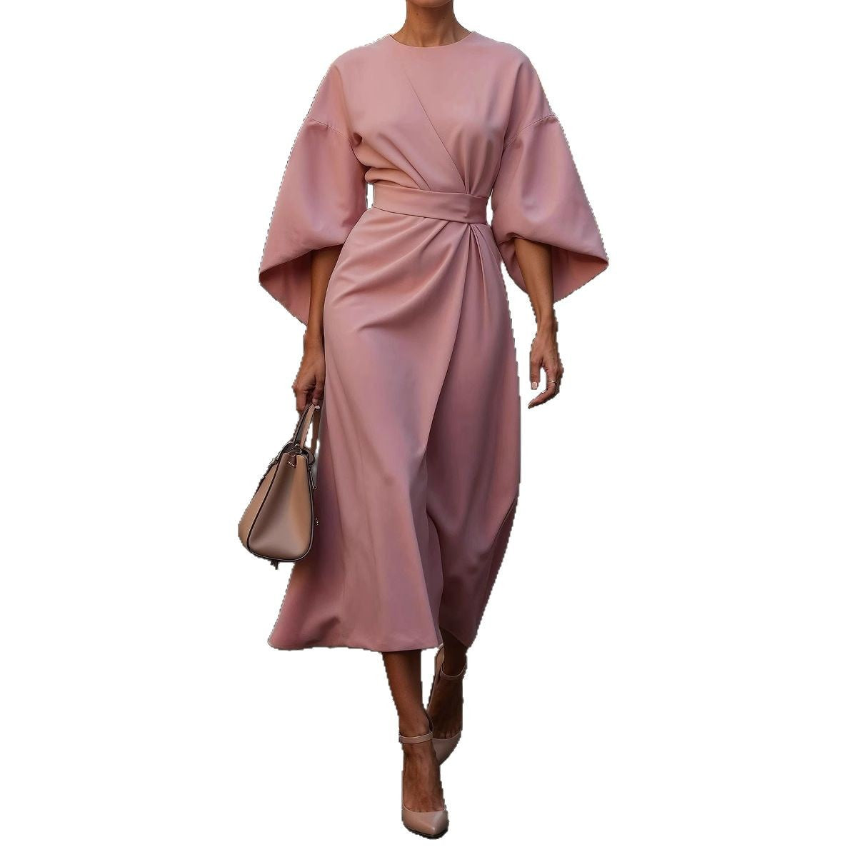 Damen Elegantes Midi-Kleid mit voluminösen Ärmeln R&B