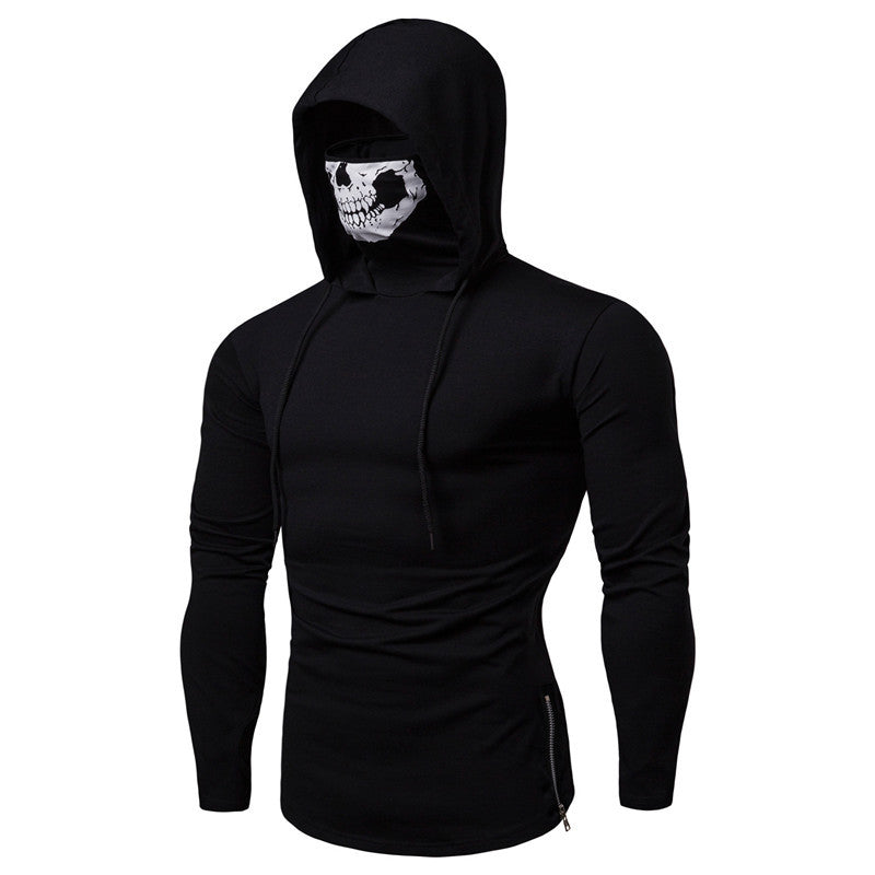 Herren Langarmshirt mit Kapuze und einzigartigem Totenkopfdesign