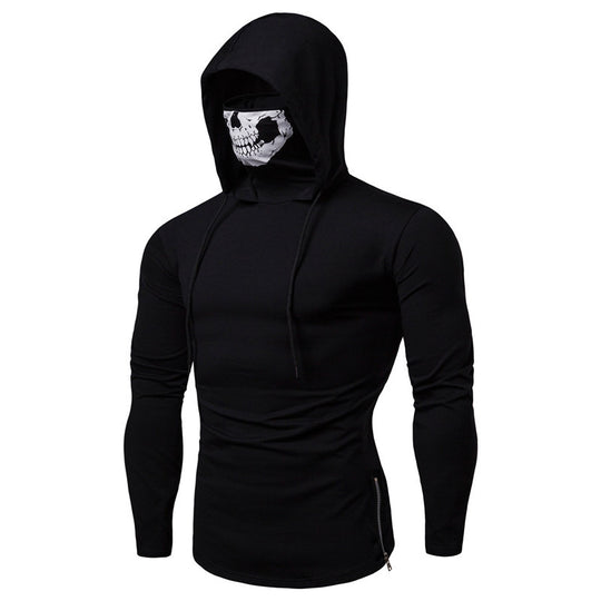 Herren Langarmshirt mit Kapuze und einzigartigem Totenkopfdesign R&B