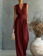 Damen Maxikleid mit V-Ausschnitt und Puffärmeln