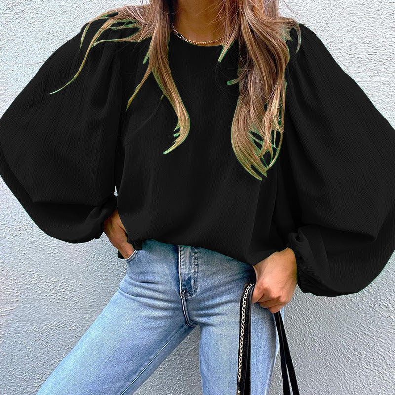 Damen Elegante Bluse mit Puffärmeln R&B