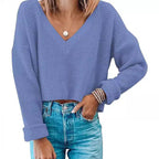 Damen lässiger Waffelstrick Pullover