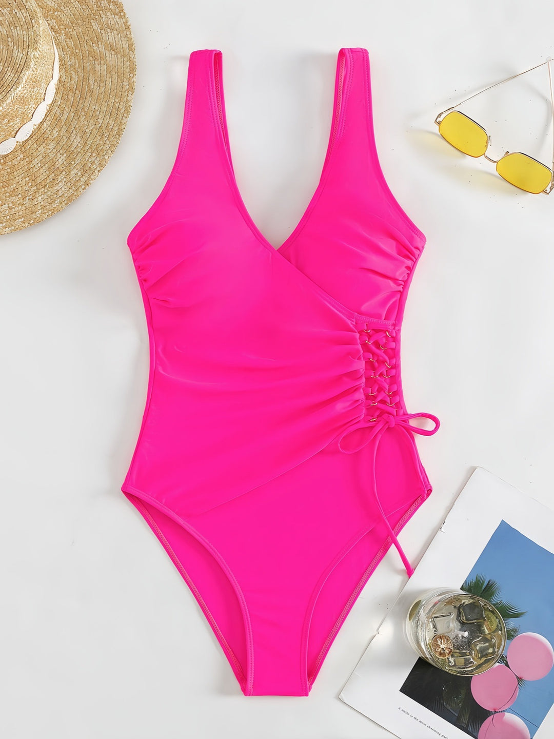 Damen Einteiliger Badeanzug mit raffiniertem Wickeldesign R&B