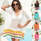 Damen luftiger Strandsarong mit buntem Häkelmuster R&B