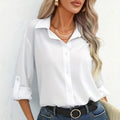 Damen elegante langärmelige Bluse aus atmungsaktiver Baumwolle R&B