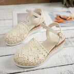 Damen geflochtene Espadrilles mit verstellbarem Riemen und rutschfester Sohle R&B