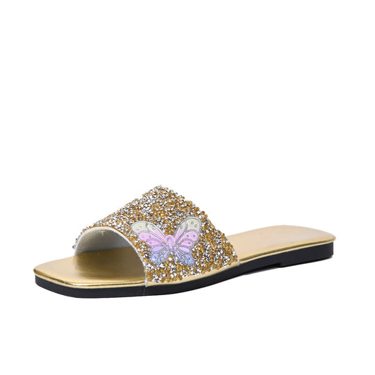Damen glamouröse Riemensandalen mit glitzernden Details R&B
