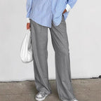 Damen Elegante weite Hose mit schickem Gürtel und Falten R&B