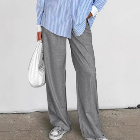 Damen Elegante weite Hose mit schickem Gürtel und Falten R&B