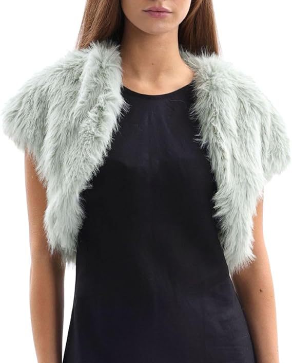 Damen Flauschige Kunstpelzweste im offenen Design R&B