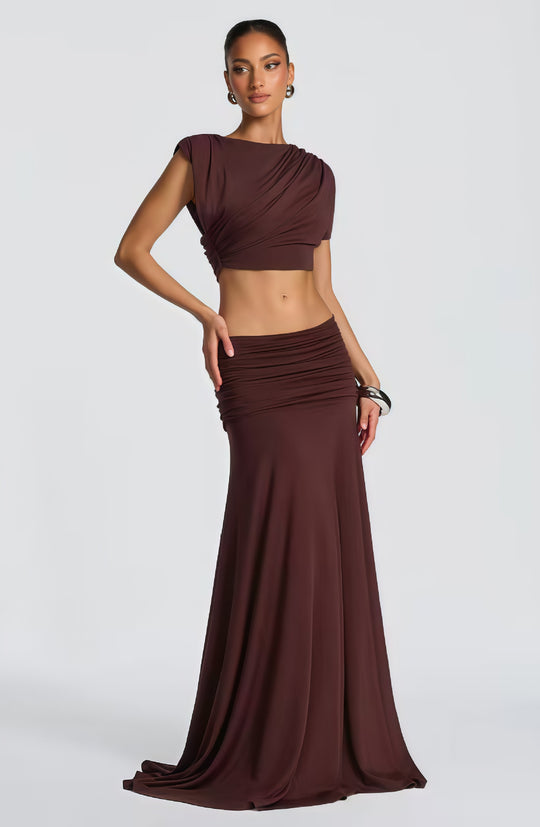 Damen Elegantes Wickelkleid mit drapiertem Oberteil und fließendem Rock R&B