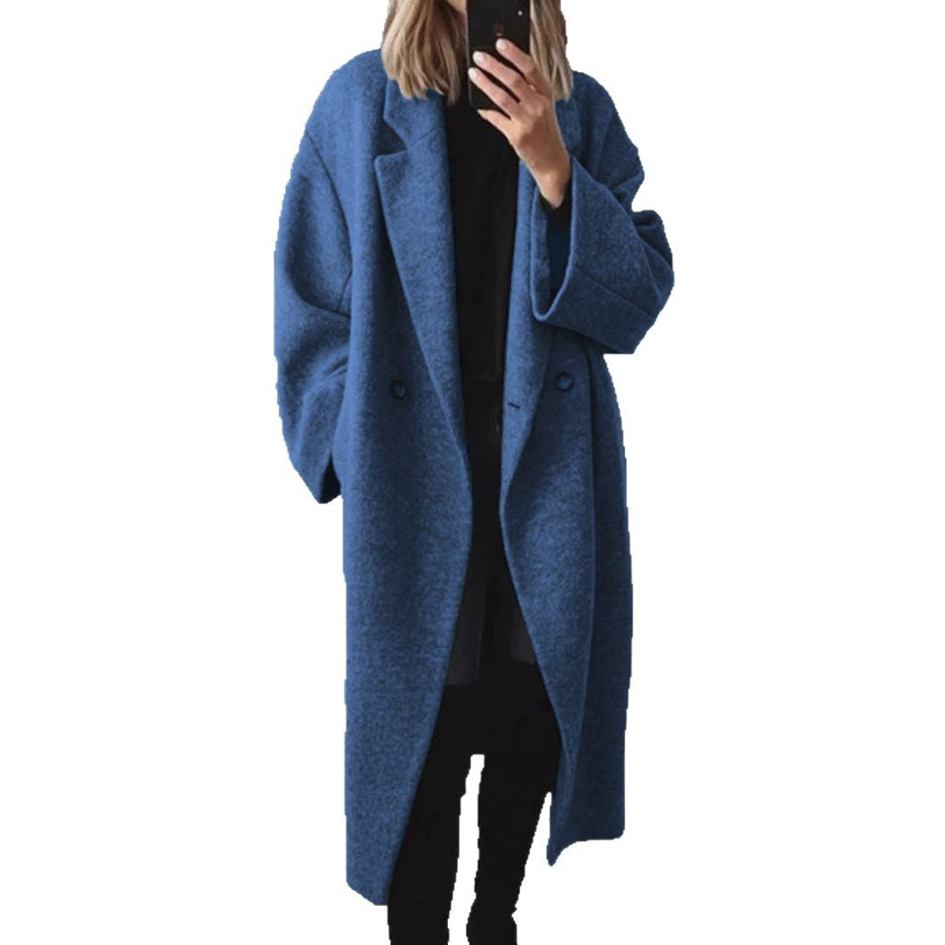 Damen Oversized Wollmantel mit elegantem Schnitt und praktischen Taschen R&B