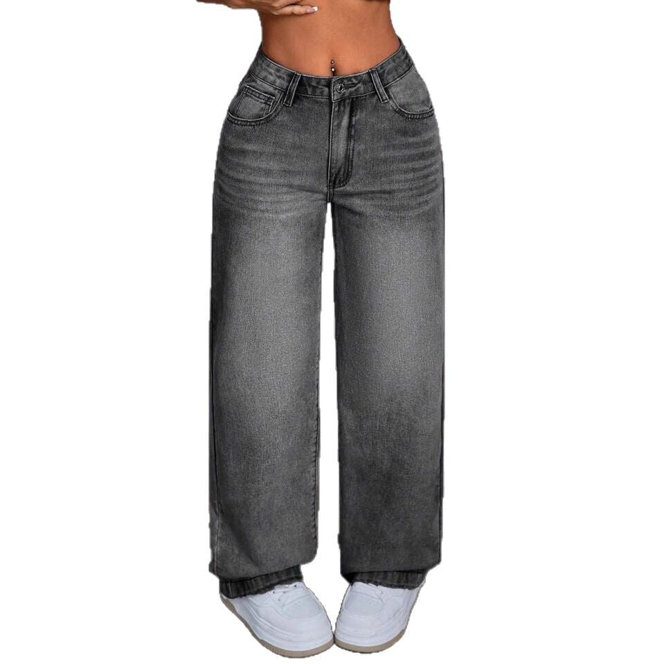 Damen Weite Denim-Hose im lässigen Urban-Style mit hohem Bund R&B