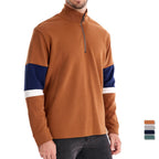 Herren nan Halbzip-Pullover mit Stehkragen, gestreiftem Krageninnenband und Kontrastärmeln R&B