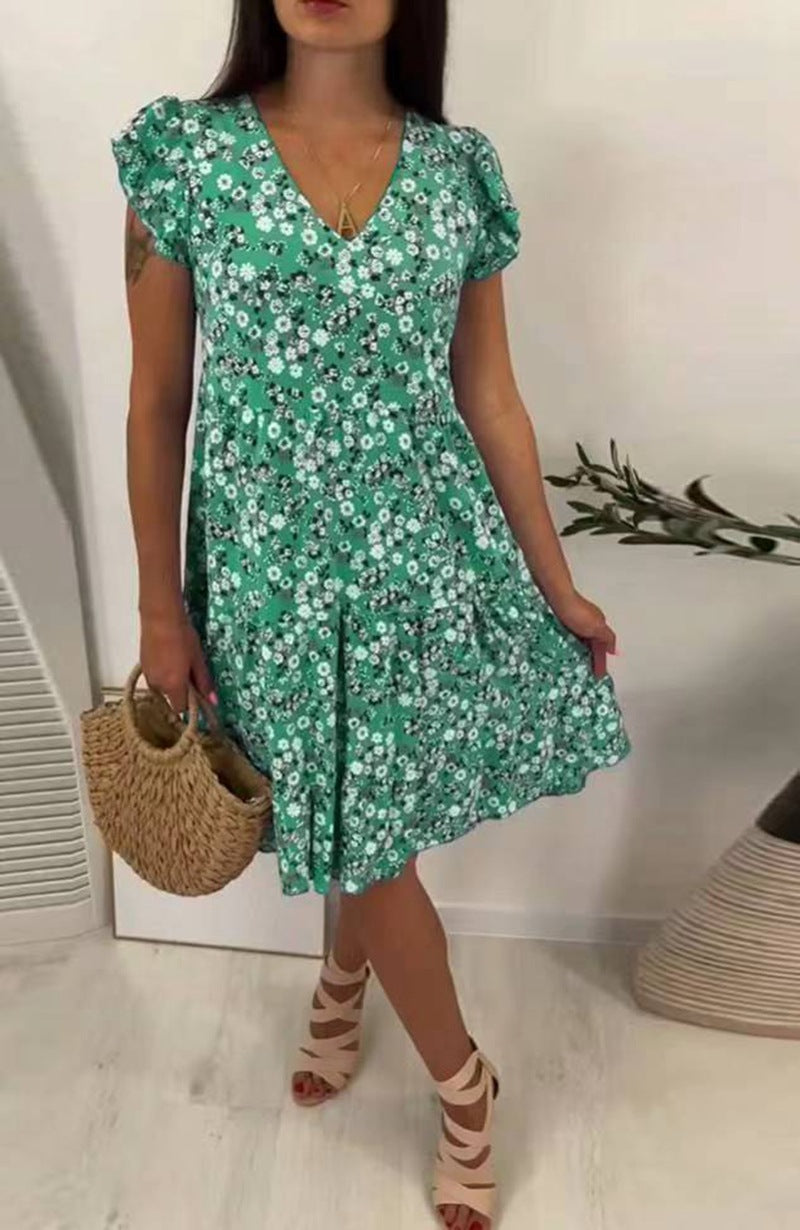 Damen Freizeitkleid mit fließendem Schnitt und floralen Akzenten Heidi-Mode