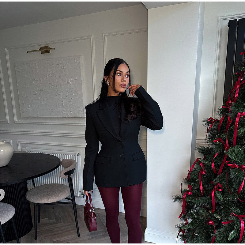 Damen elegante Blazerjacke im Oversized-Schnitt mit schickem Revers R&B