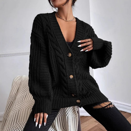 Damen Grobstrick-Cardigan mit dekorativem Zopfmuster R&B