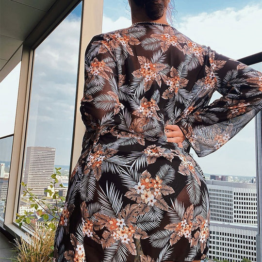Damen Bikiniset mit floralem Kimono und modischen Details R&B