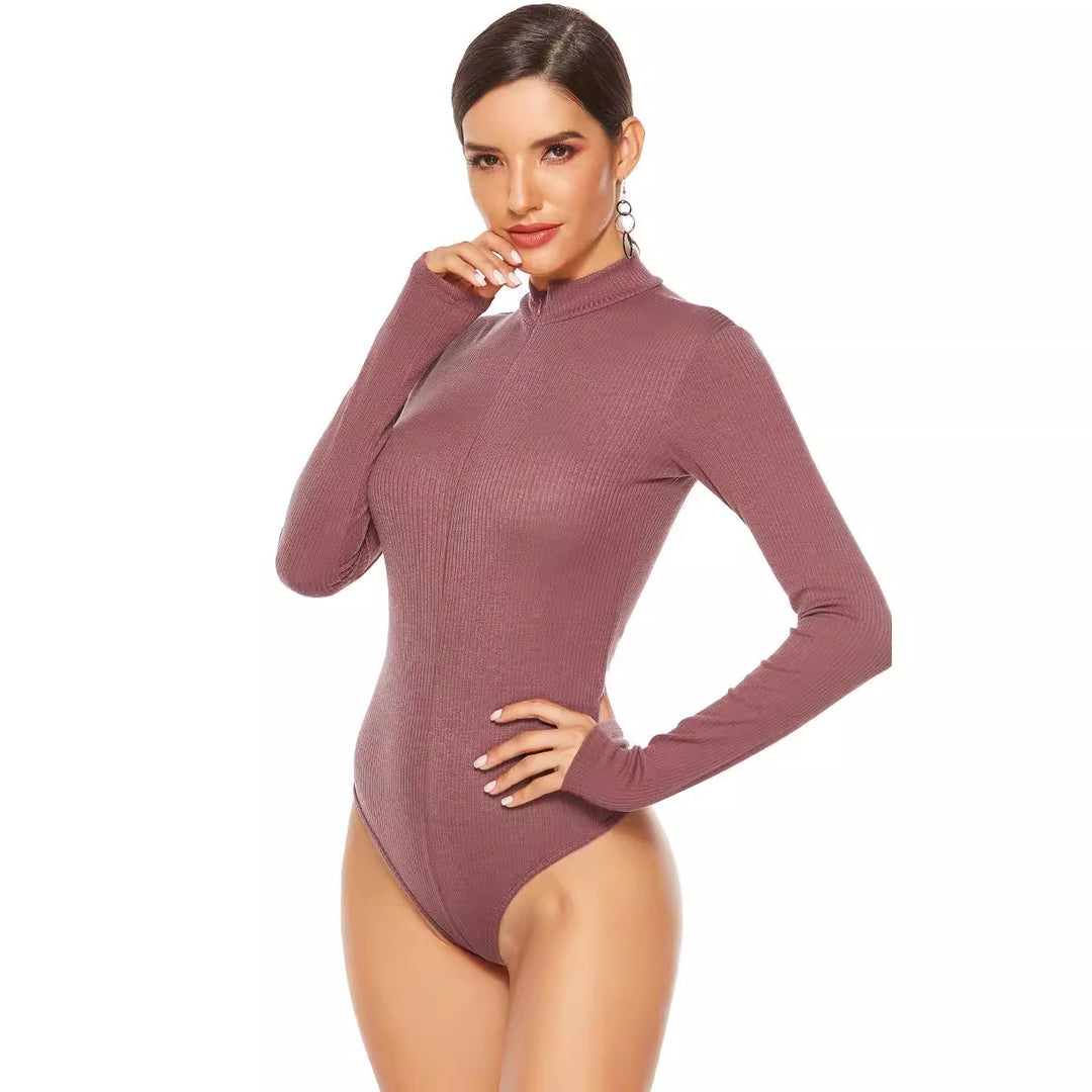 Damen Langärmliger Bodysuit mit sportlichem Reißverschluss R&B