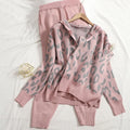 Damen lässiges Hoodie- und Jogginganzug-Set mit Leopardenmuster R&B