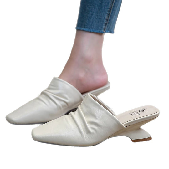 Damen elegante Pantoletten mit modischem Raffung-Design R&B