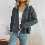Damen gestrickte Oversize-Jacke mit Knopfleiste und weitem Schnitt R&B