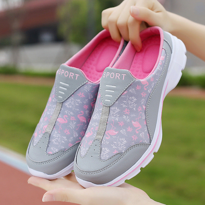 Damen nan Schlupf-Sneaker mit Flamingo-Motiv, elastischem Einstieg und gedämpfter EVA-Sohle R&B