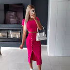 Damen Set mit cropped Top und Midi-Rock R&B