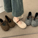 Damen Filz-Ballerinas mit modischer Riemchen-Applikation R&B