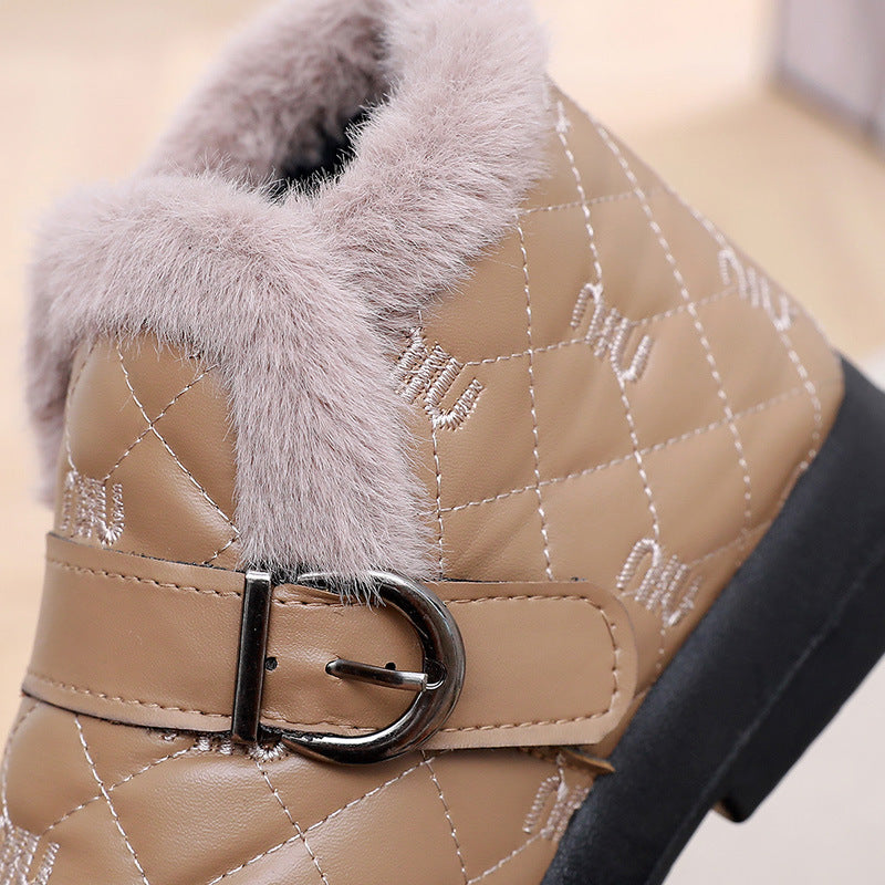 Damen Warme Fleecegefütterte Stiefeletten mit dekorativem Schnallenverschluss R&B