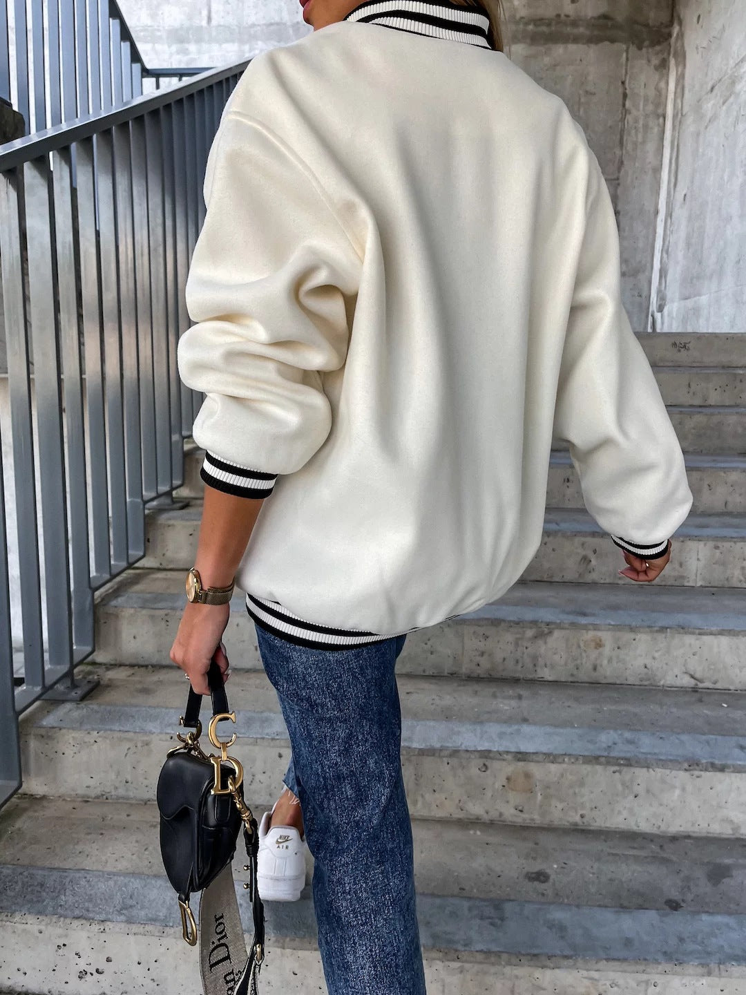 R&B | Taschen Kontrast Baseball Wolljacke