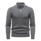 Herren Strickpullover mit modernem Stehkragen und feinem Rippdesign R&B