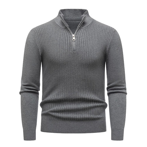 Herren Strickpullover mit modernem Stehkragen und feinem Rippdesign R&B