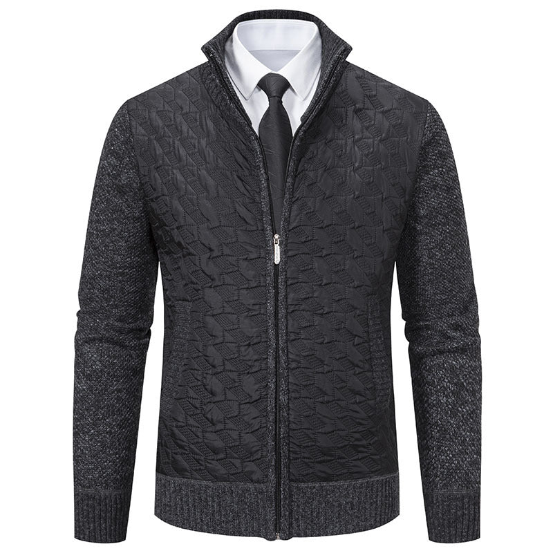 Herren stylische Steppjacke mit strukturiertem Obermaterial und hohem Kragen R&B