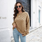 Damen Strickpullover mit Strukturiertem Karo-Design R&B