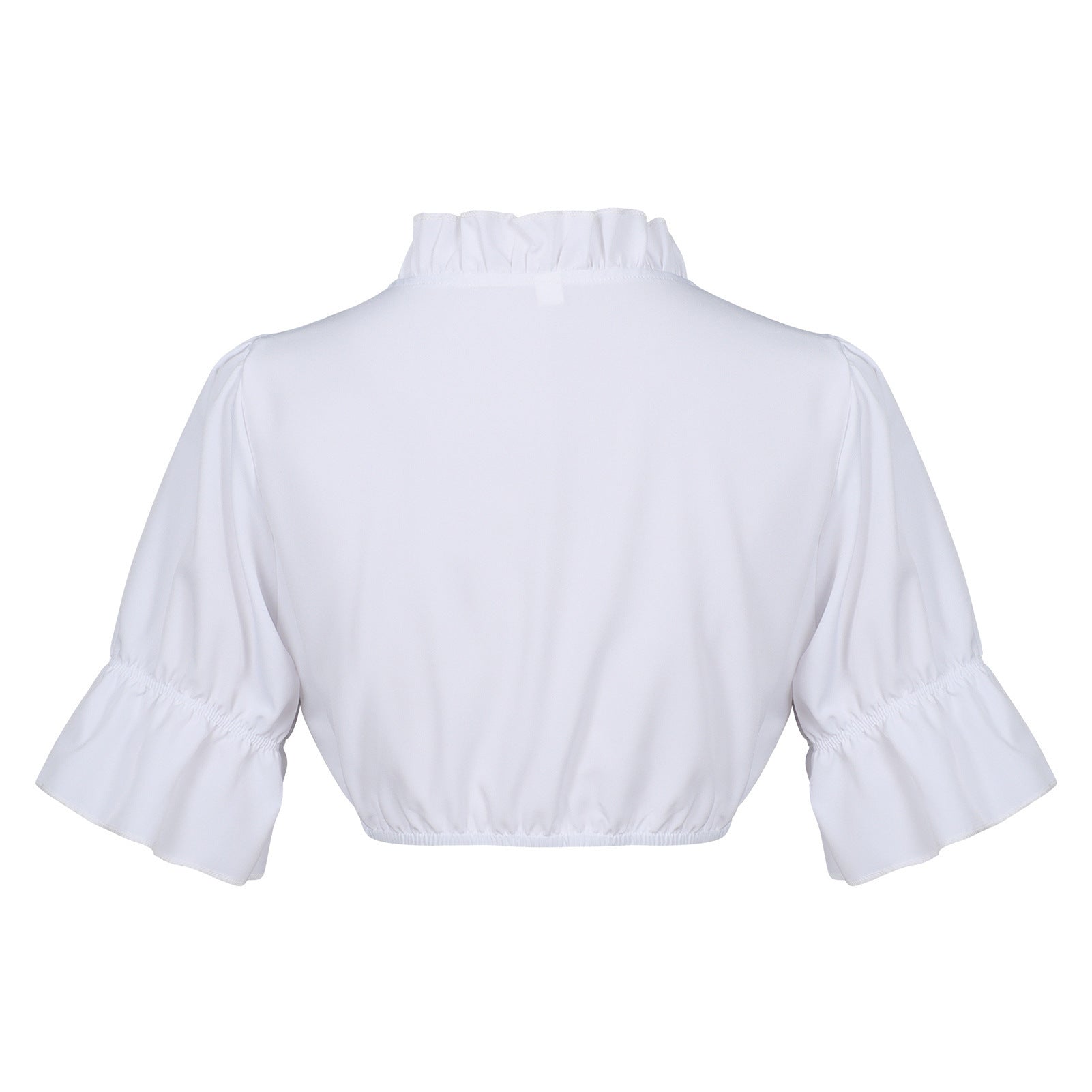 Damen nan Spitzenbolero Bluse mit Stehkragen, 3/4 Ärmeln und BindR&Band R&B