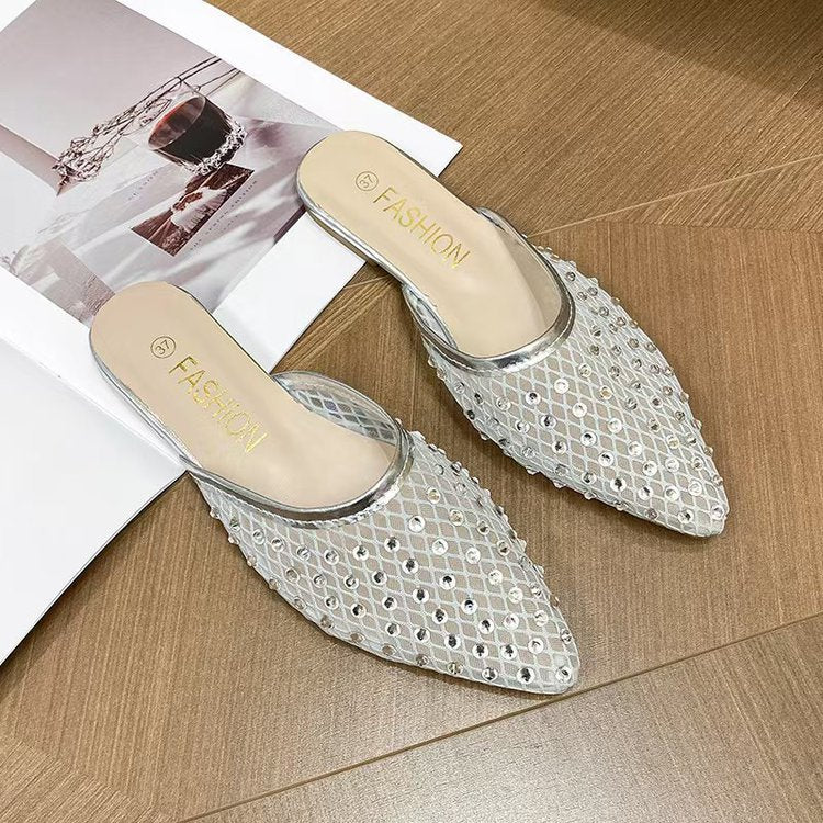 Damen elegante und funkelnde Hausschuhe mit Netzdesign R&B