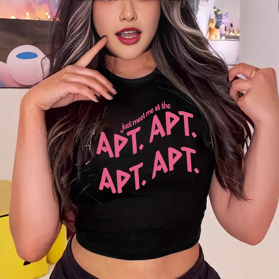 Damen Crop-Top mit auffälligem Schriftzug R&B