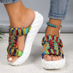 Damen Komfortable und stylische Sandalen mit breiten, geflochtenen Riemen R&B