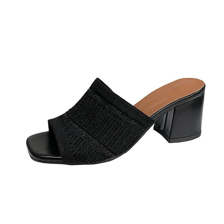 Damen elegante Mules mit strukturiertem Obermaterial und Blockabsatz R&B