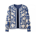 Damen gestickte Blumenjacke mit Volumenärmeln R&B